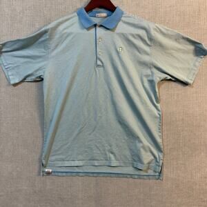 Oakmont Country Club 🐿️ • Peter Millar XL Blue and White Striped Golf Polo